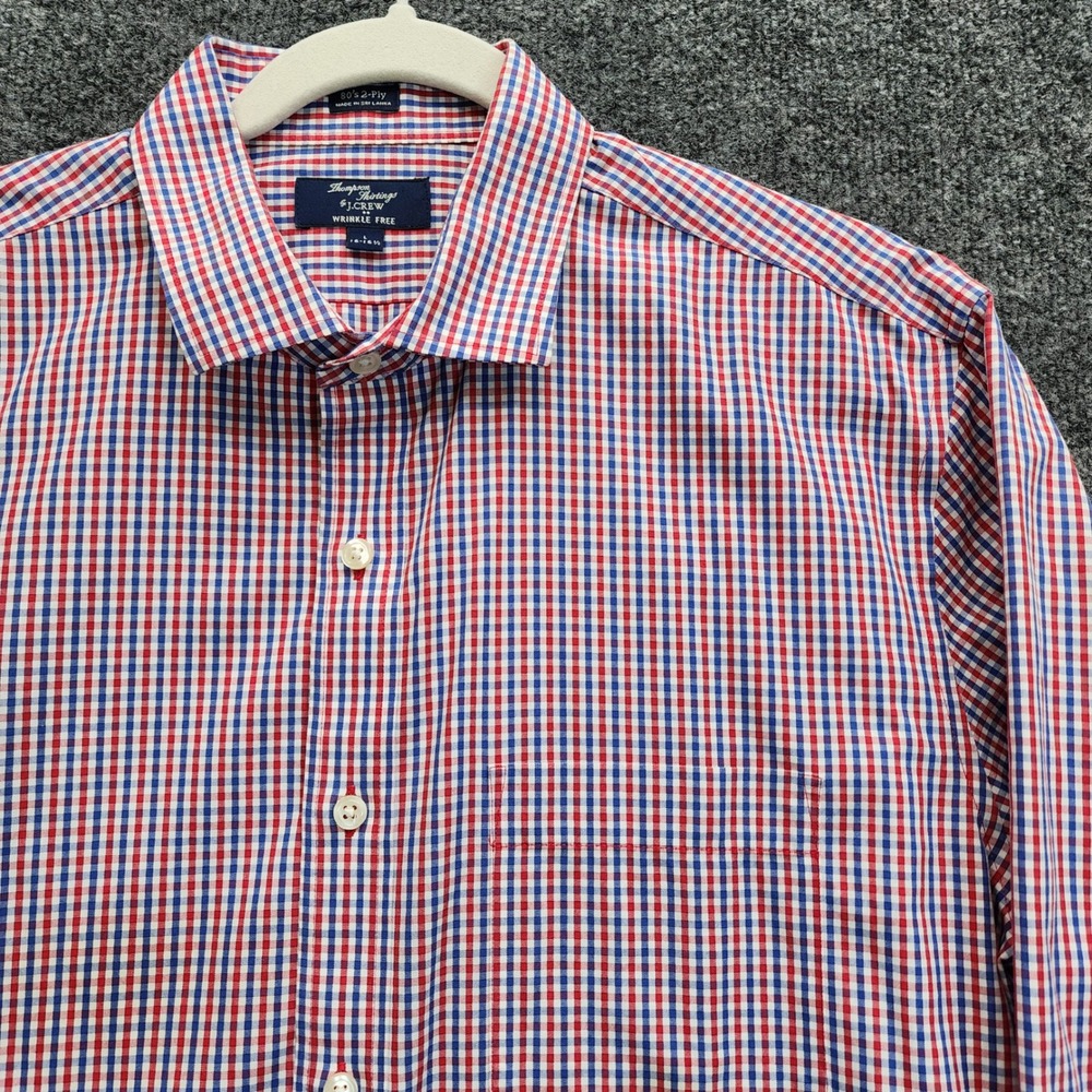 J.Crew Thompson Shirtings Wrinkle‎ Free 80's 2-Ply Gingham Shirt Men's Large